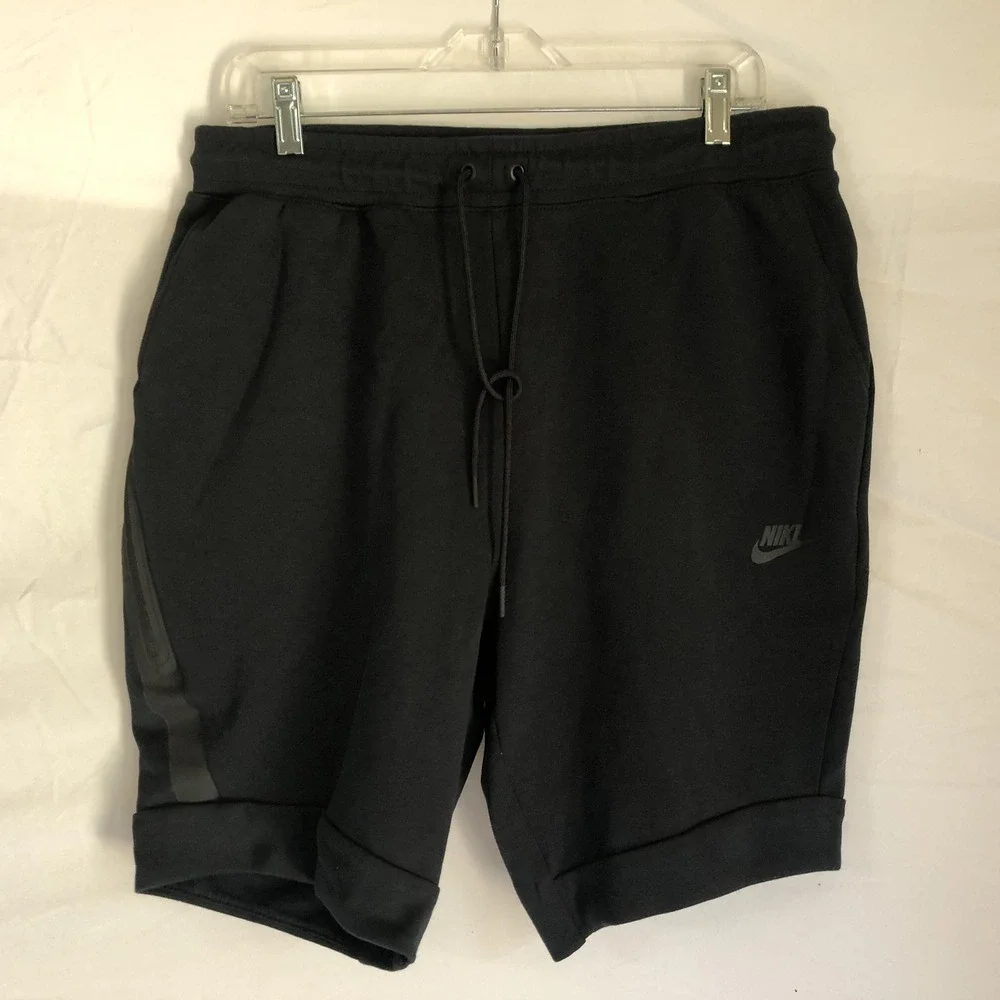 Nike Shorts Mens Large Black Fleece Sweat 9 Inseam Zip Pocket Gym 805160-010